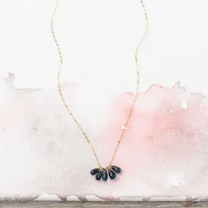London Blue Topaz Drop Cluster Necklace in 14k Gold