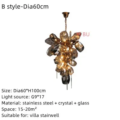 Luxury LED Stainless Steel Crystal Chandelier by Mansion