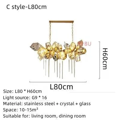 Luxury LED Stainless Steel Crystal Chandelier by Mansion