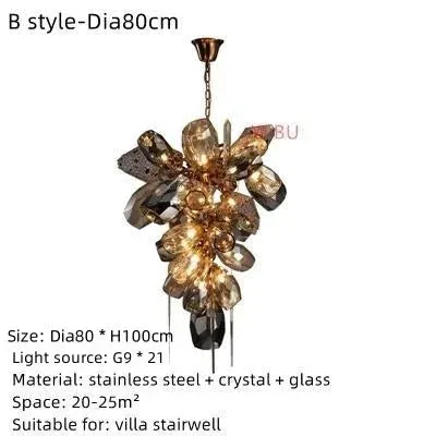 Luxury LED Stainless Steel Crystal Chandelier by Mansion