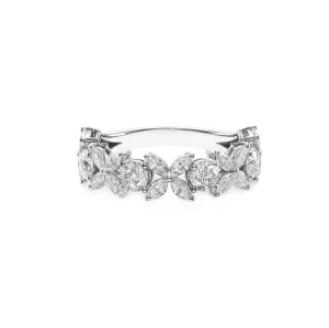 Marquise Cut and Round Brilliant Cut Diamond Ring in White Gold