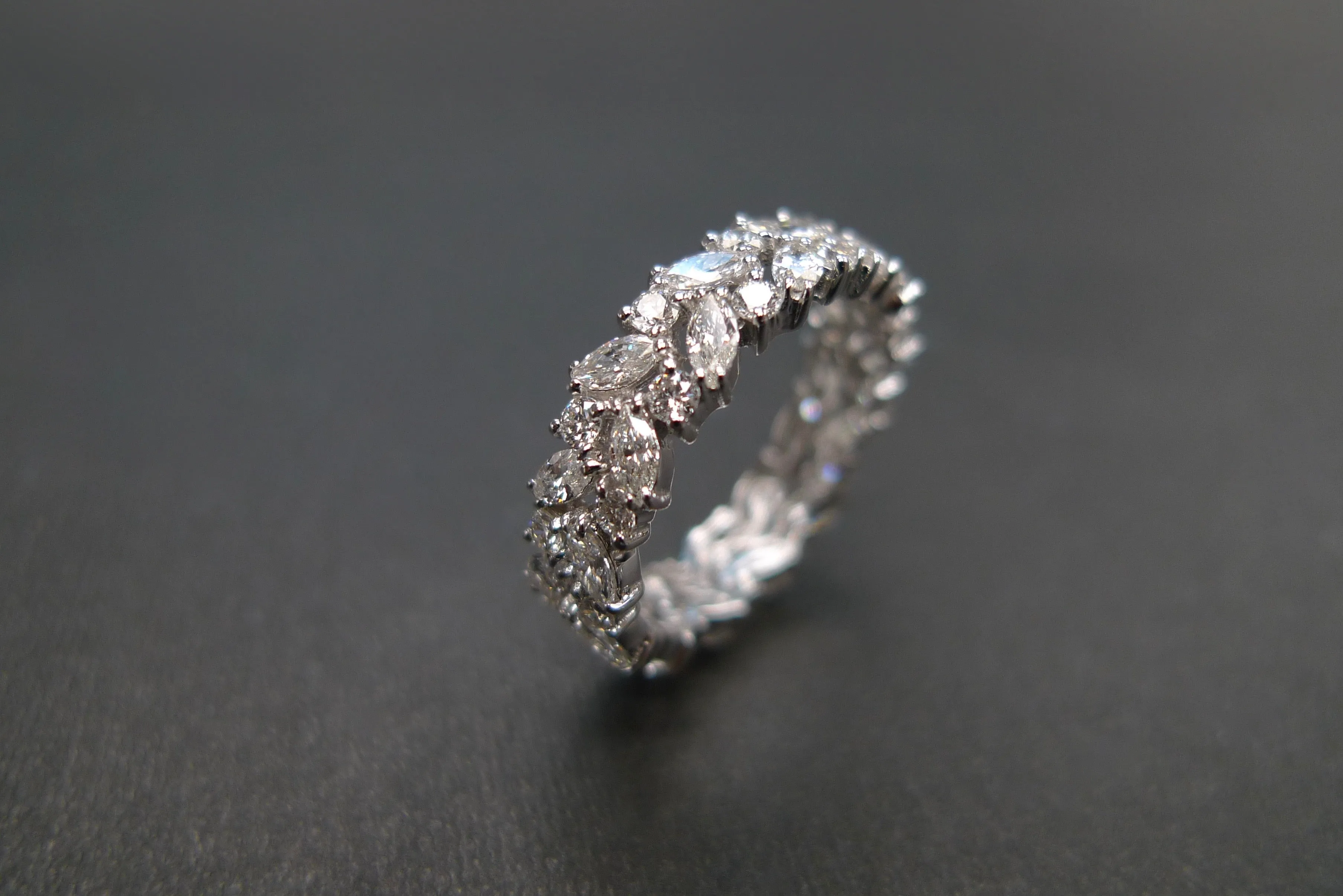 Marquise Cut Diamond Full Eternity Ring in White Gold