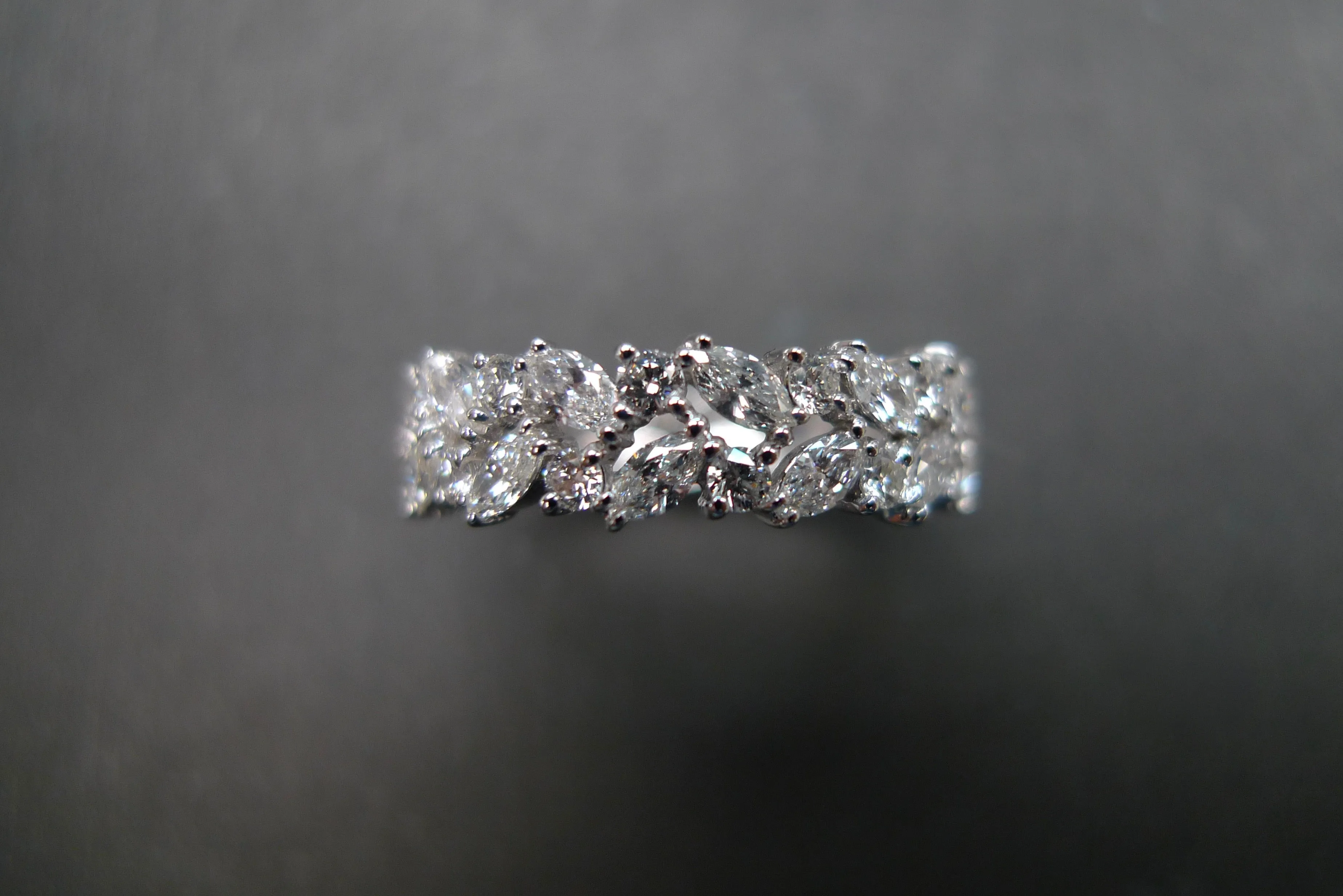 Marquise Cut Diamond Full Eternity Ring in White Gold