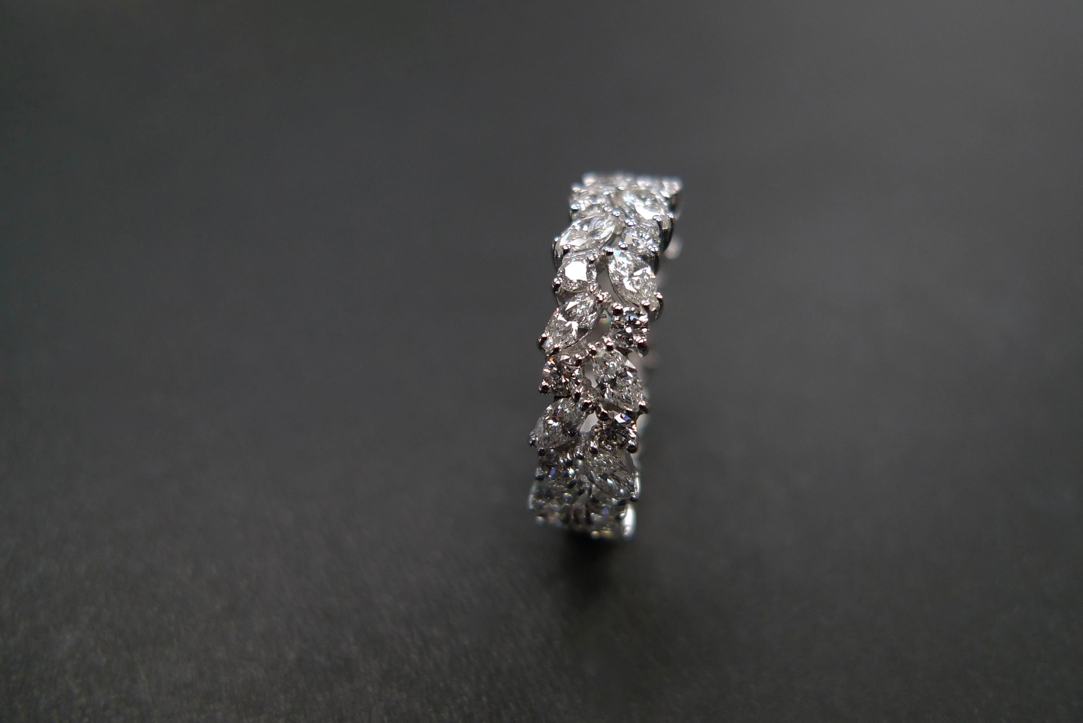 Marquise Cut Diamond Full Eternity Ring in White Gold