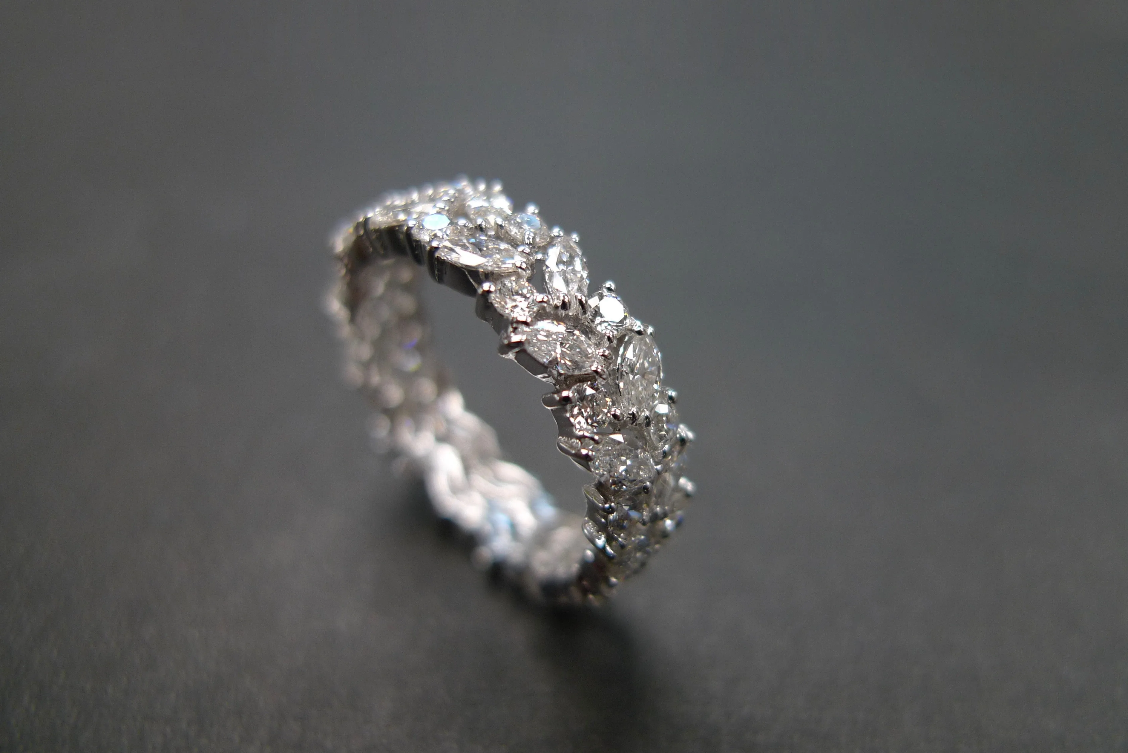 Marquise Cut Diamond Full Eternity Ring in White Gold