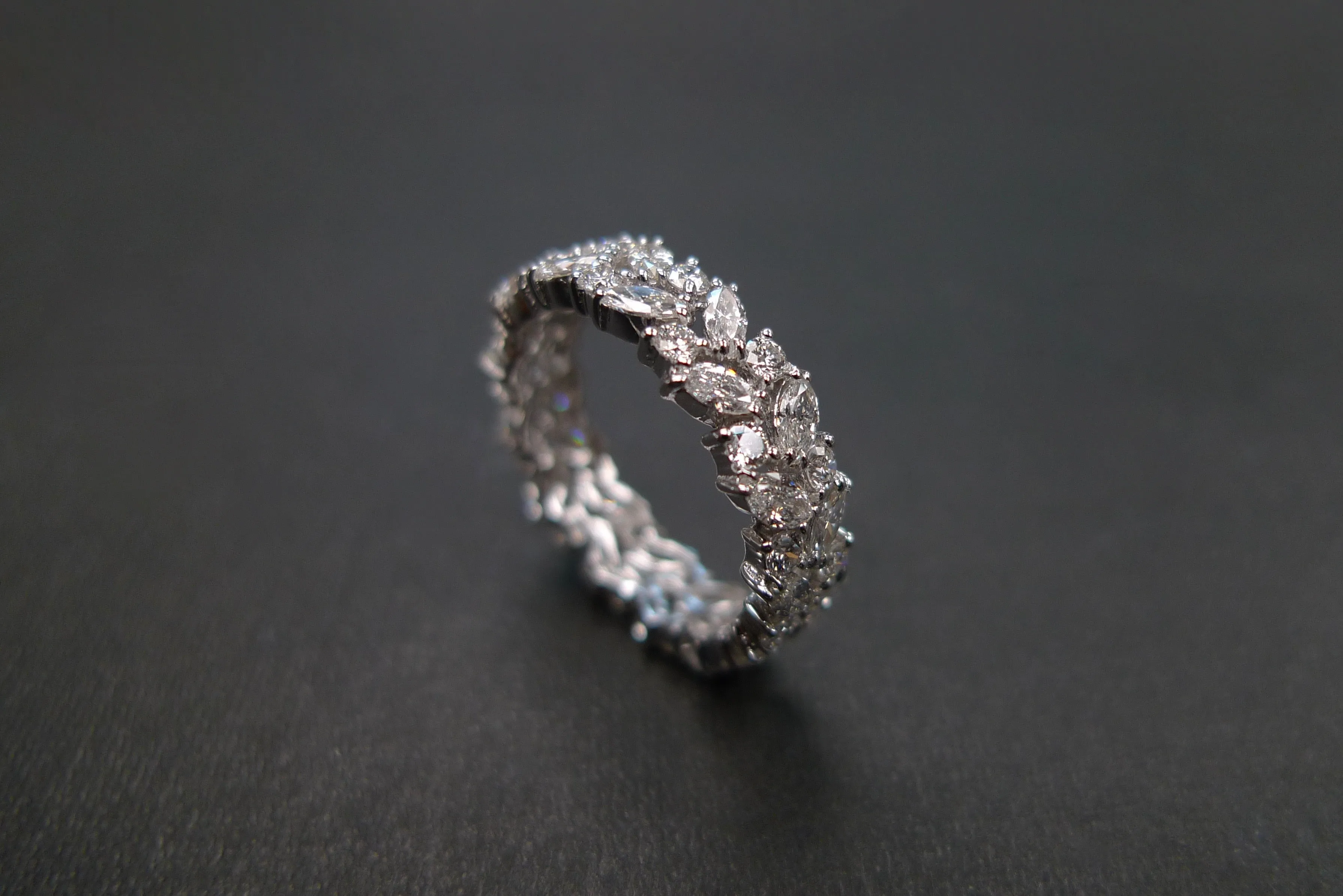 Marquise Cut Diamond Full Eternity Ring in White Gold