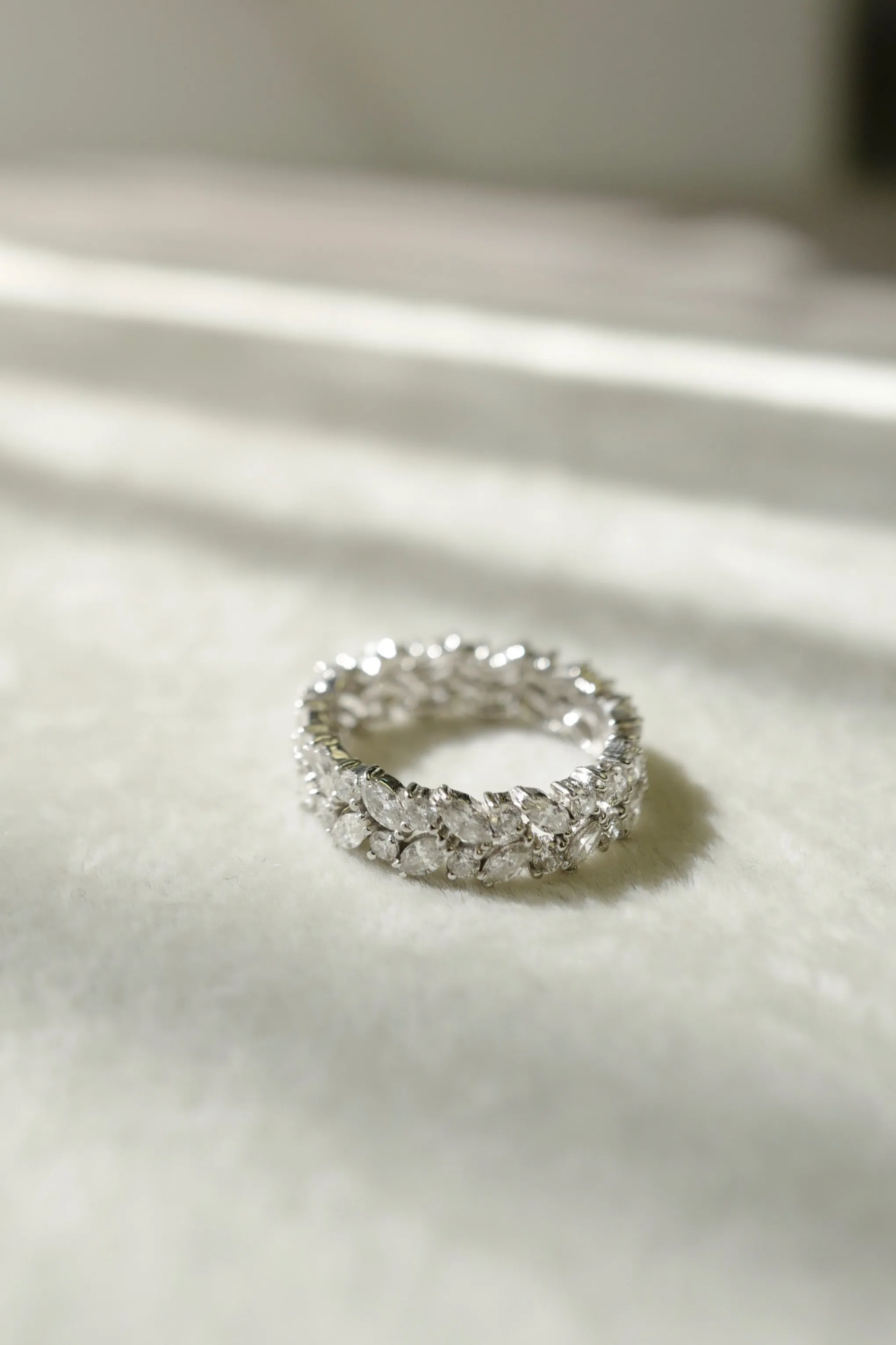 Marquise Cut Diamond Full Eternity Ring in White Gold