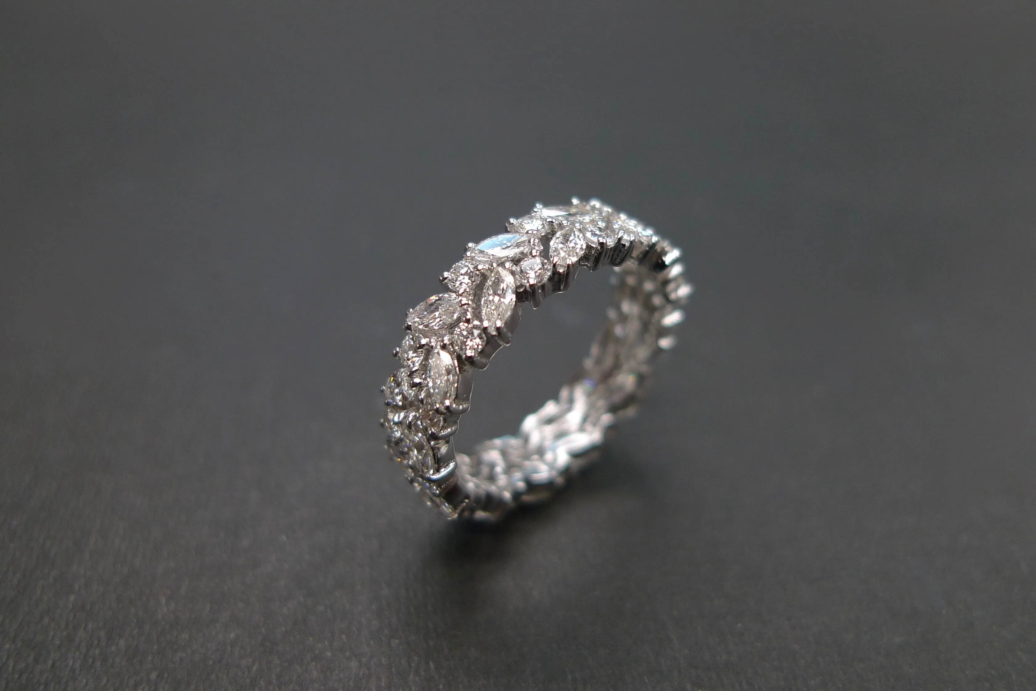 Marquise Cut Diamond Full Eternity Ring in White Gold