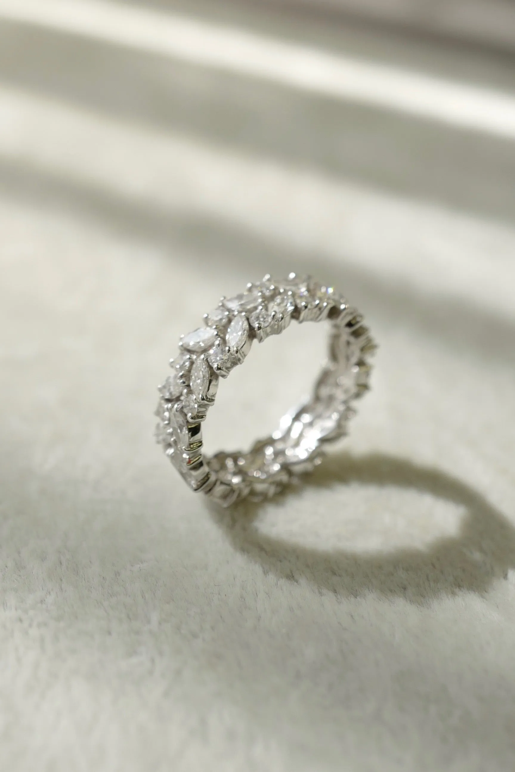 Marquise Cut Diamond Full Eternity Ring in White Gold