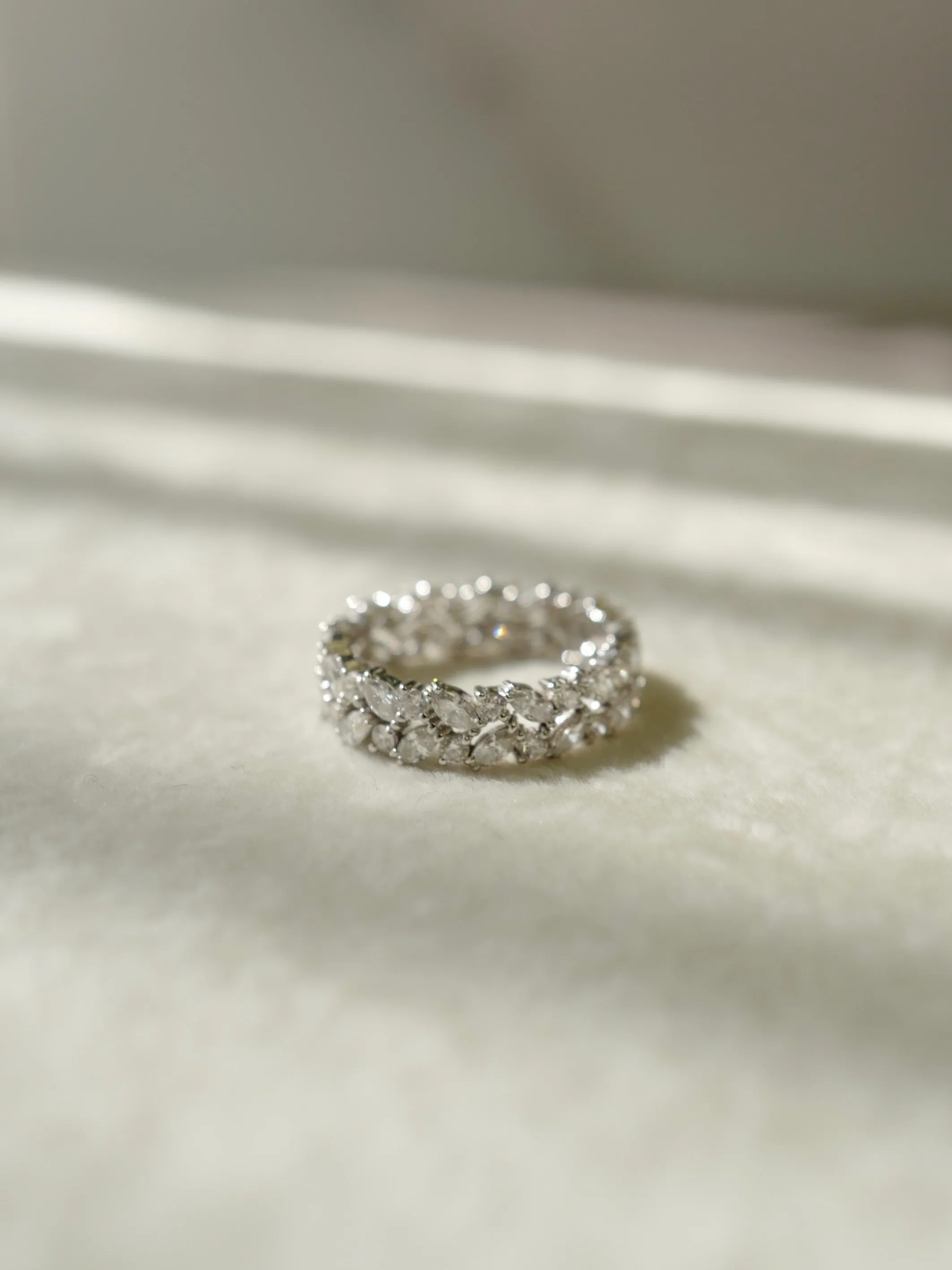 Marquise Cut Diamond Full Eternity Ring in White Gold