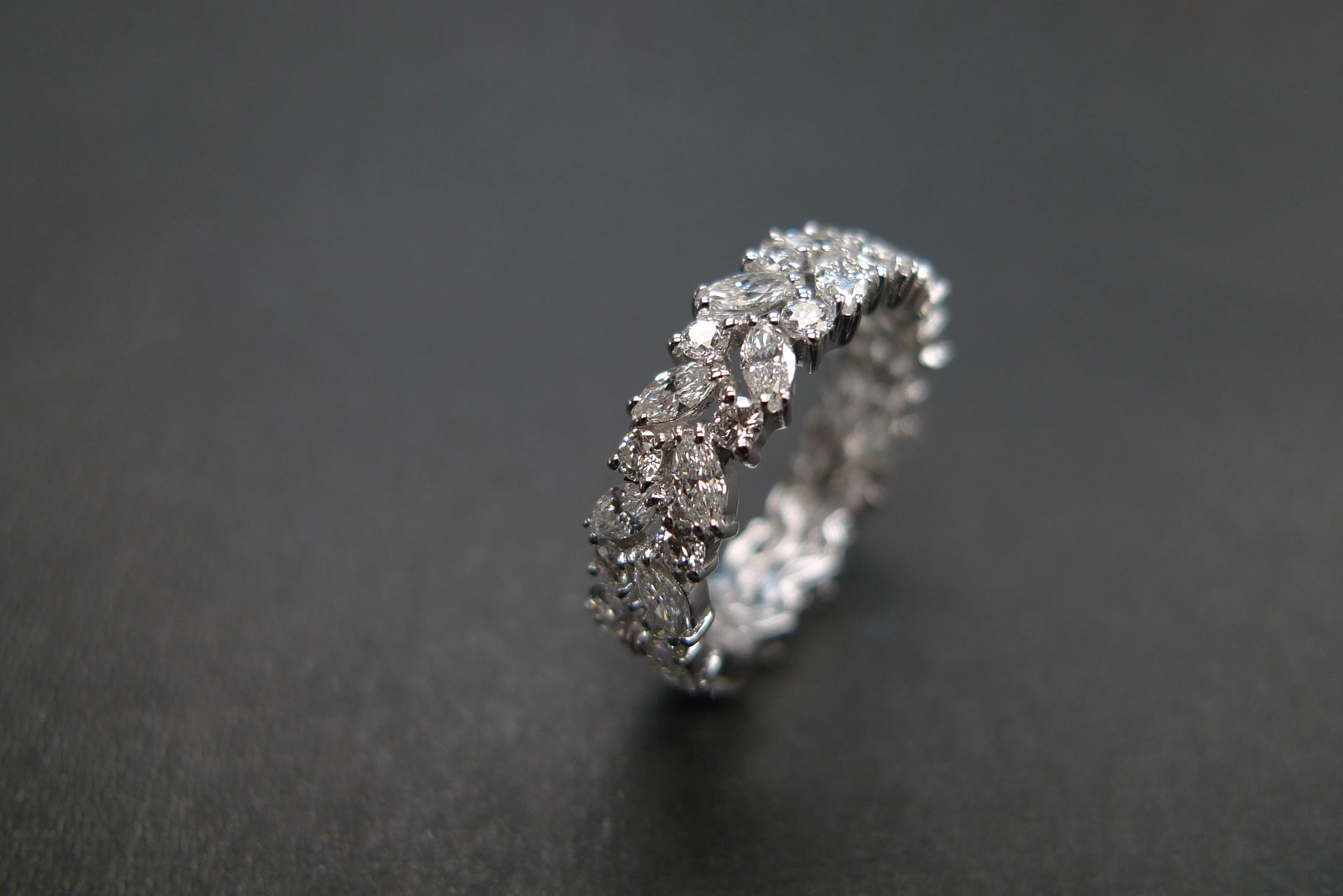 Marquise Cut Diamond Full Eternity Ring in White Gold