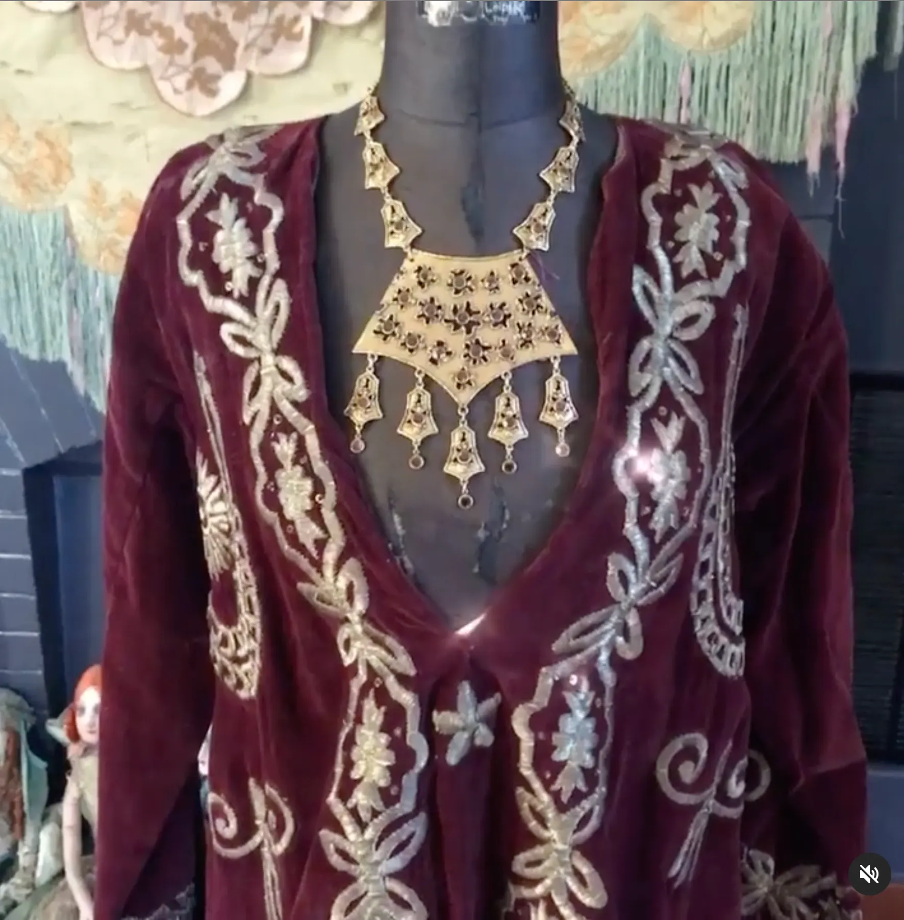 MCM Mid Century Modern Brutalism Large Peek a Boo Breast Plate  Necklace Goldette Avant Garde  unusual to have the topaz stones