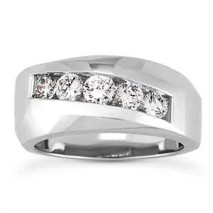 Mens Round Diamond Wedding Band (Total Diamond Weight 1.09ct, Quality GH-VS)