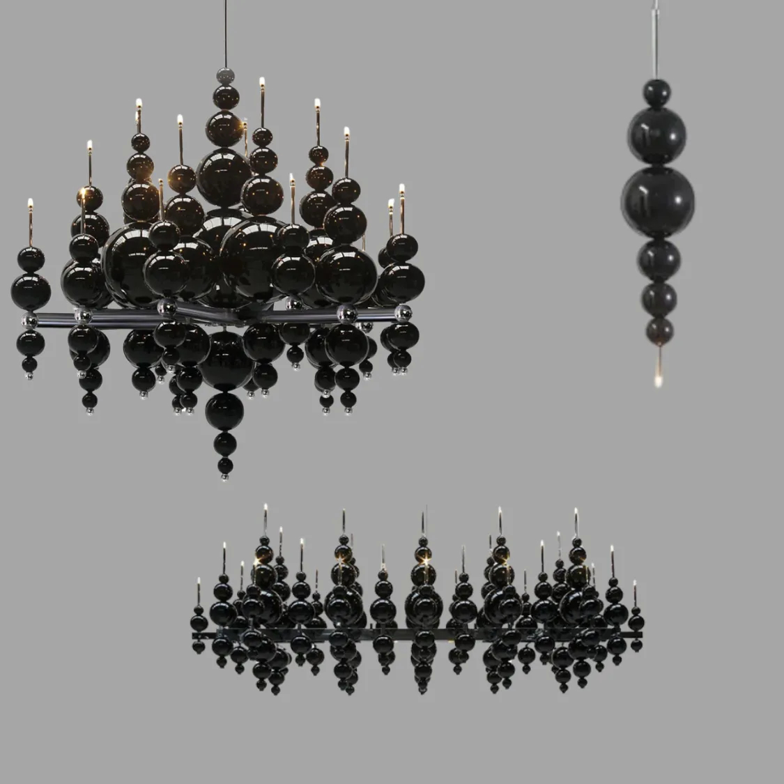 Modern Creative Round/Linear Black/White Glass Ball Cluster Chandelier for Living/Dining Room