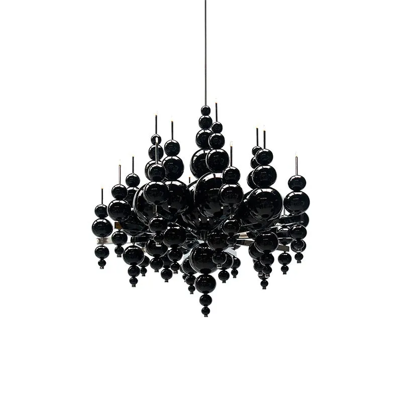 Modern Creative Round/Linear Black/White Glass Ball Cluster Chandelier for Living/Dining Room