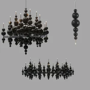 Modern Creative Round/Linear Black/White Glass Ball Cluster Chandelier for Living/Dining Room