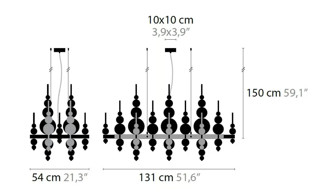 Modern Creative Round/Linear Black/White Glass Ball Cluster Chandelier for Living/Dining Room