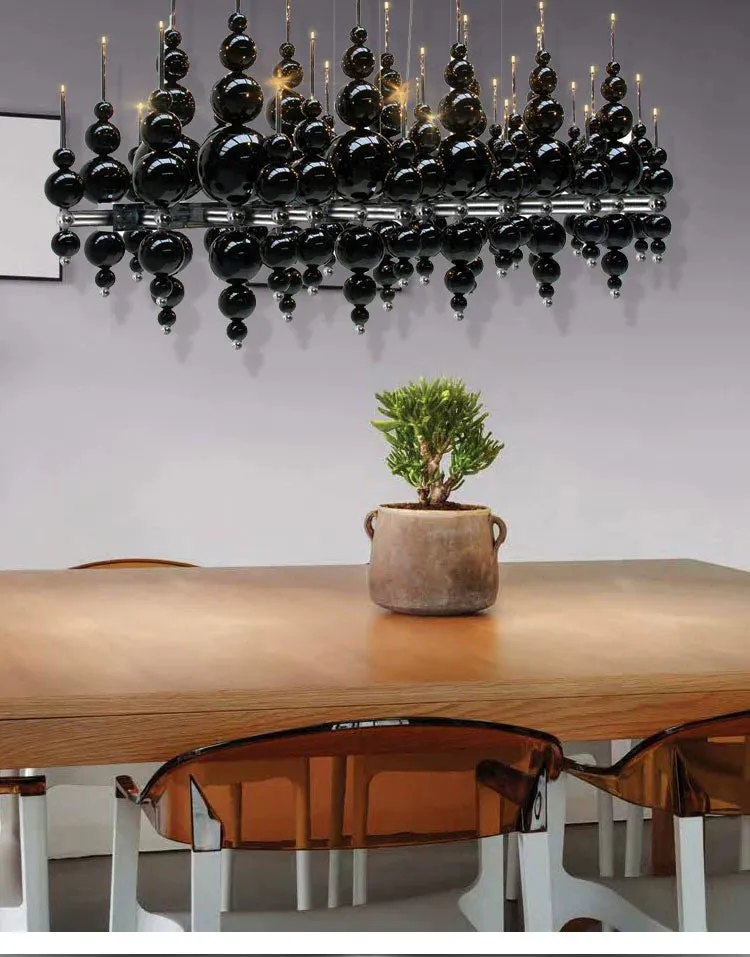Modern Creative Round/Linear Black/White Glass Ball Cluster Chandelier for Living/Dining Room
