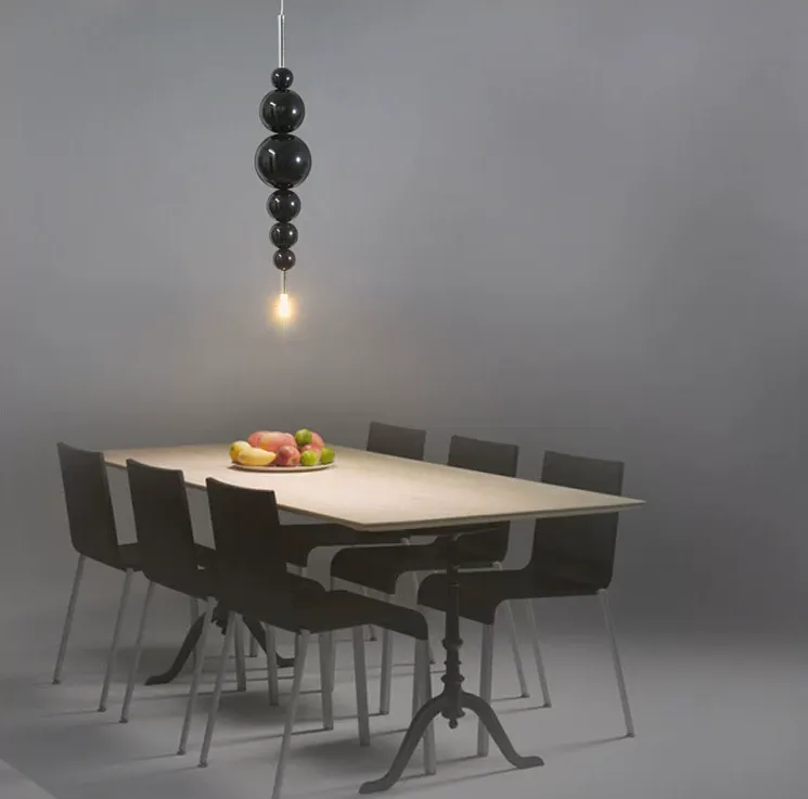 Modern Creative Round/Linear Black/White Glass Ball Cluster Chandelier for Living/Dining Room
