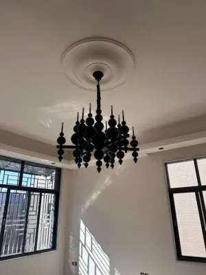 Modern Creative Round/Linear Black/White Glass Ball Cluster Chandelier for Living/Dining Room