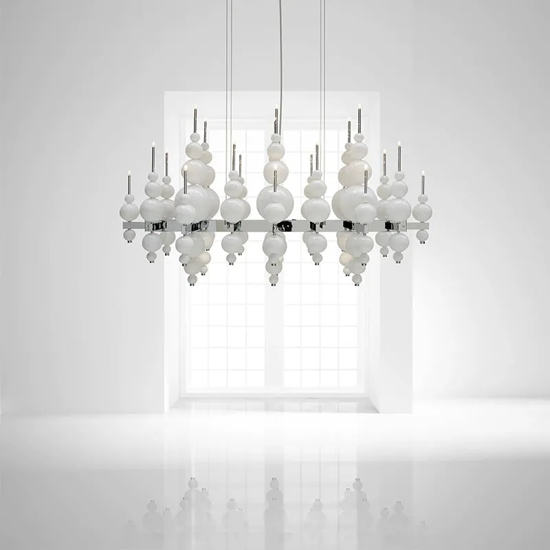 Modern Creative Round/Linear Black/White Glass Ball Cluster Chandelier for Living/Dining Room