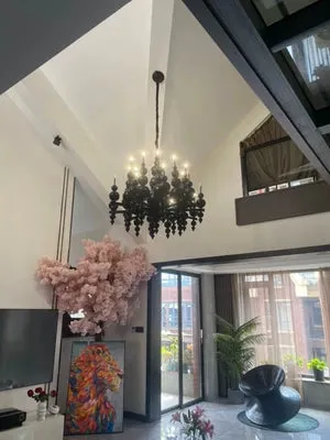 Modern Creative Round/Linear Black/White Glass Ball Cluster Chandelier for Living/Dining Room