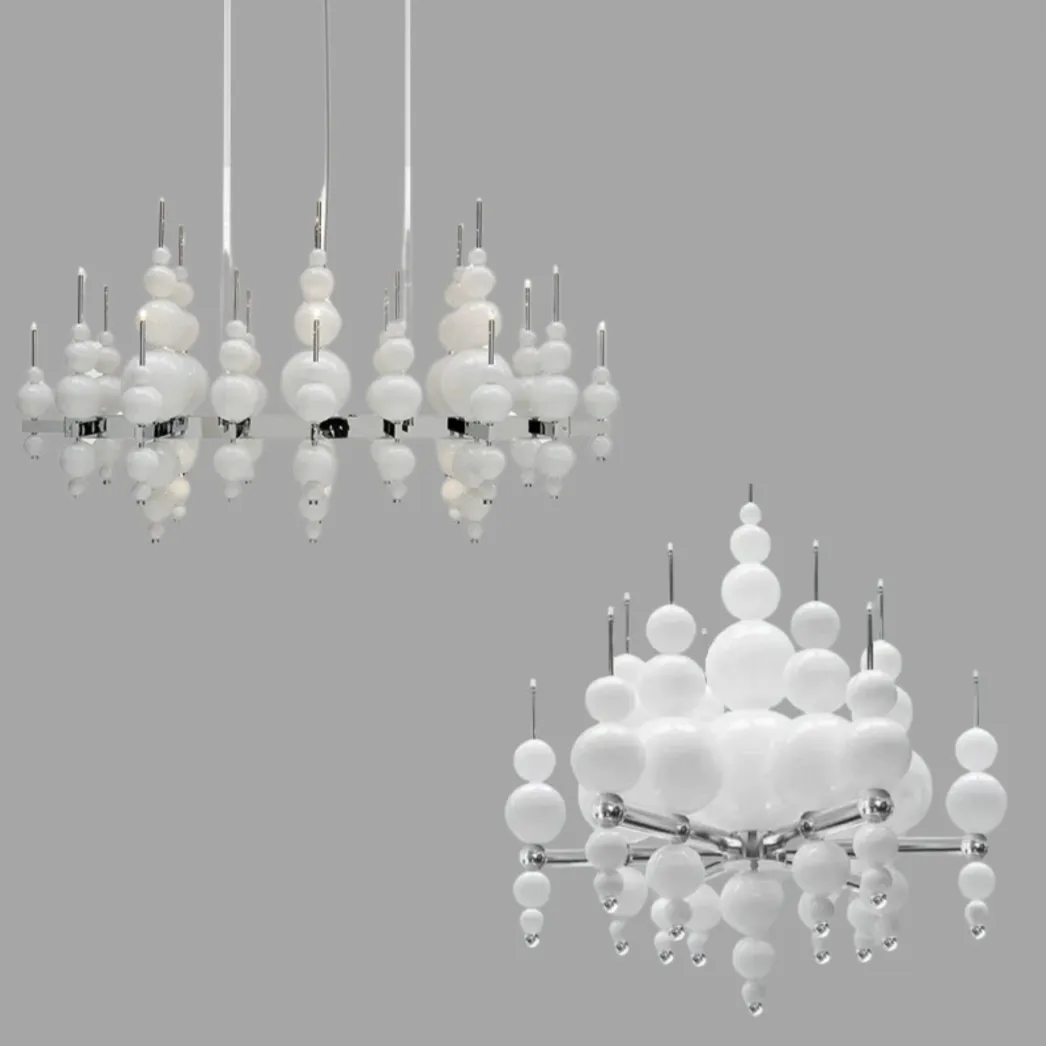 Modern Creative Round/Linear Black/White Glass Ball Cluster Chandelier for Living/Dining Room
