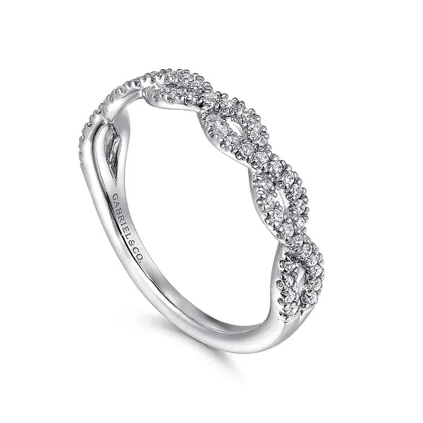 Modern Twisted Pavé-Set Diamond Wedding Band