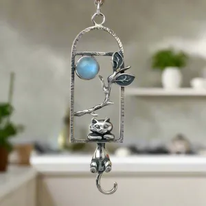 Moonstone Cat Branches Pendant