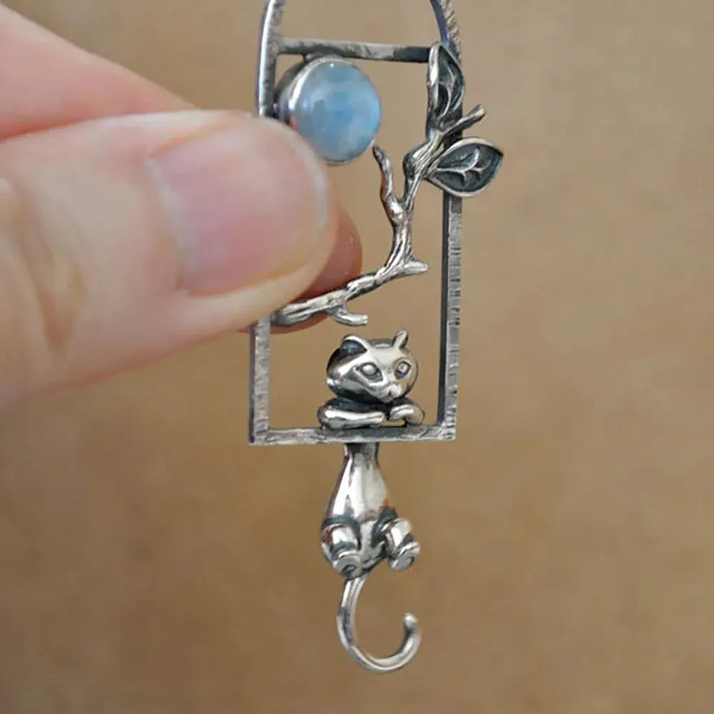 Moonstone Cat Branches Pendant
