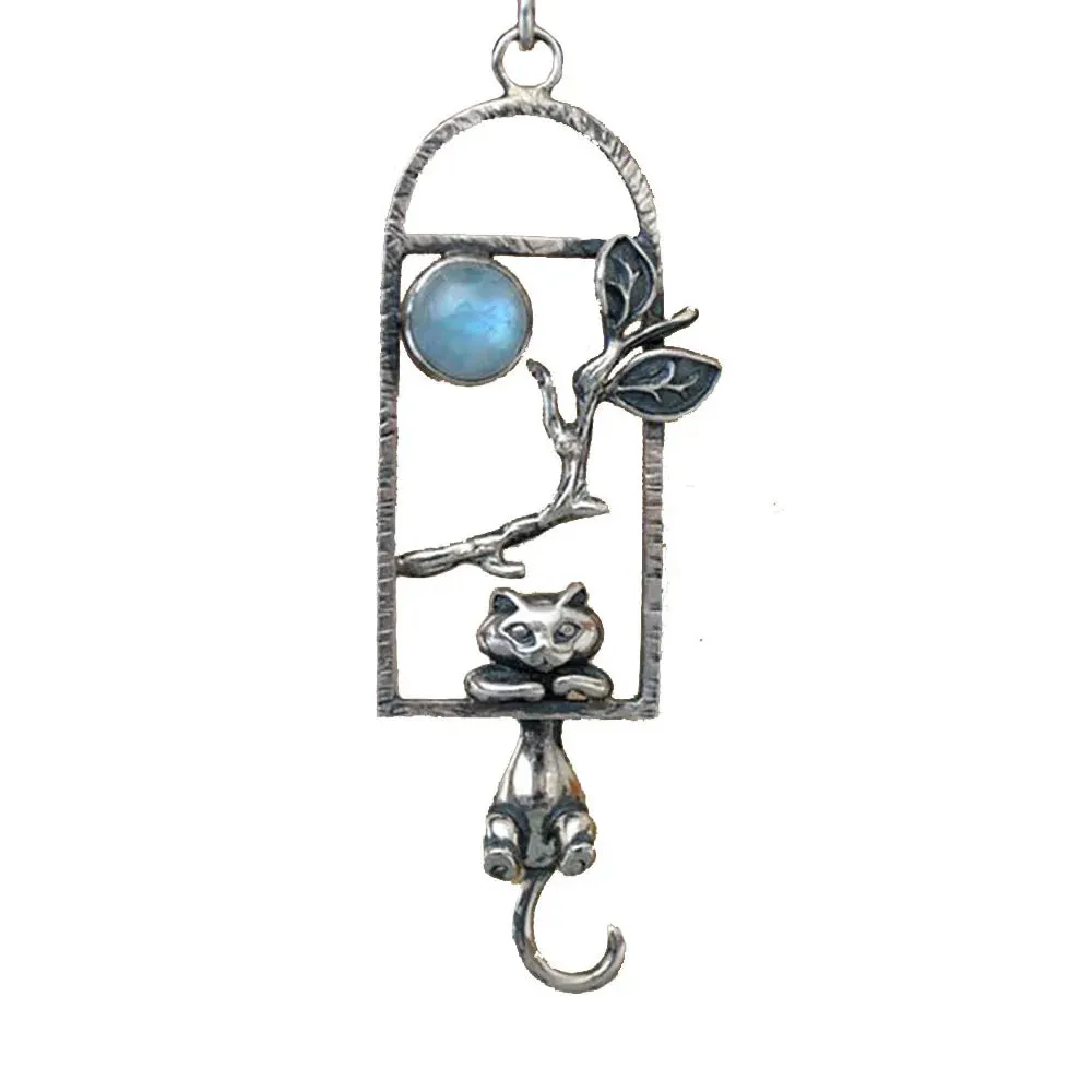 Moonstone Cat Branches Pendant