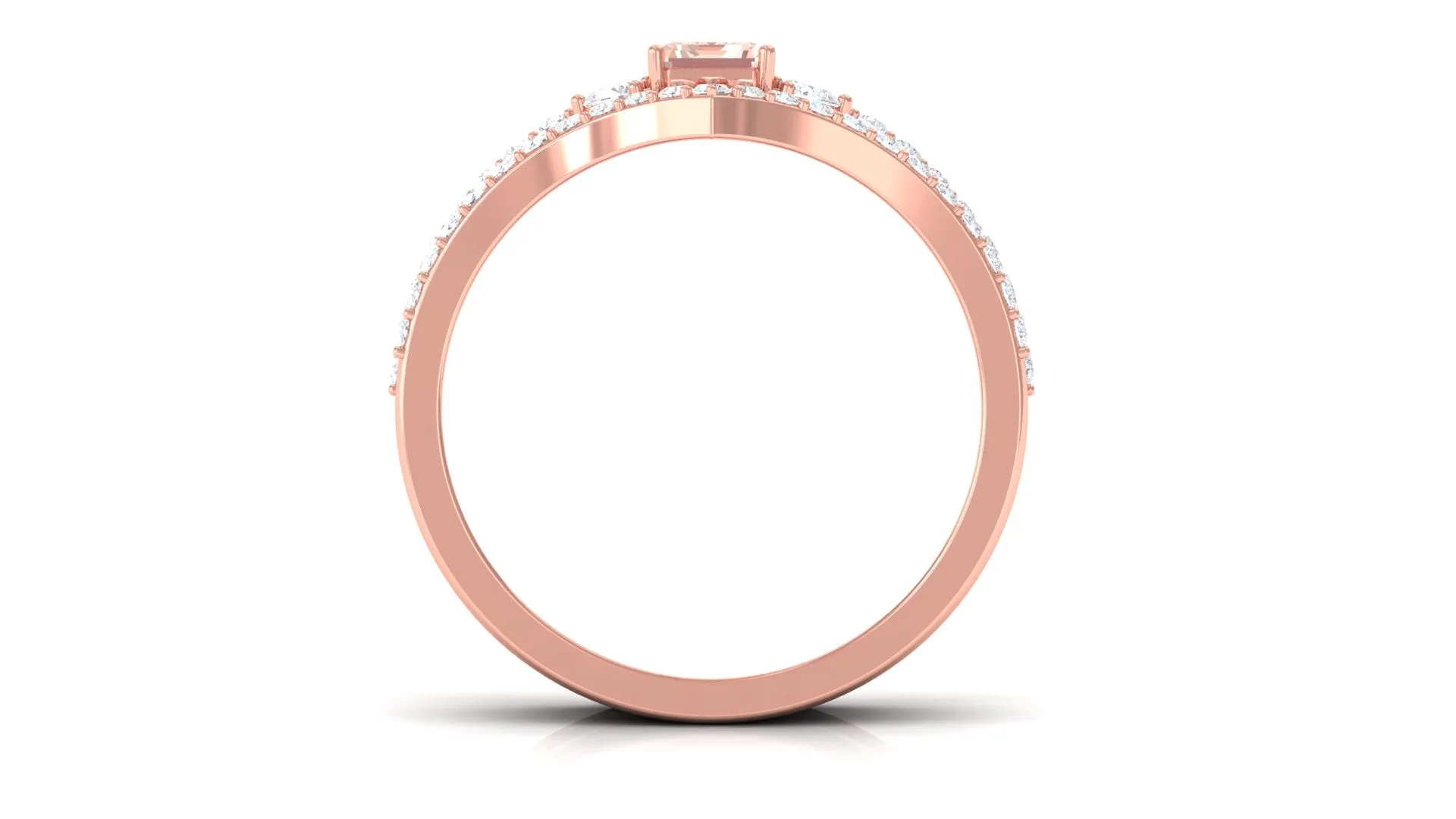 Morganite and Diamond Ring Set in Prong Setting