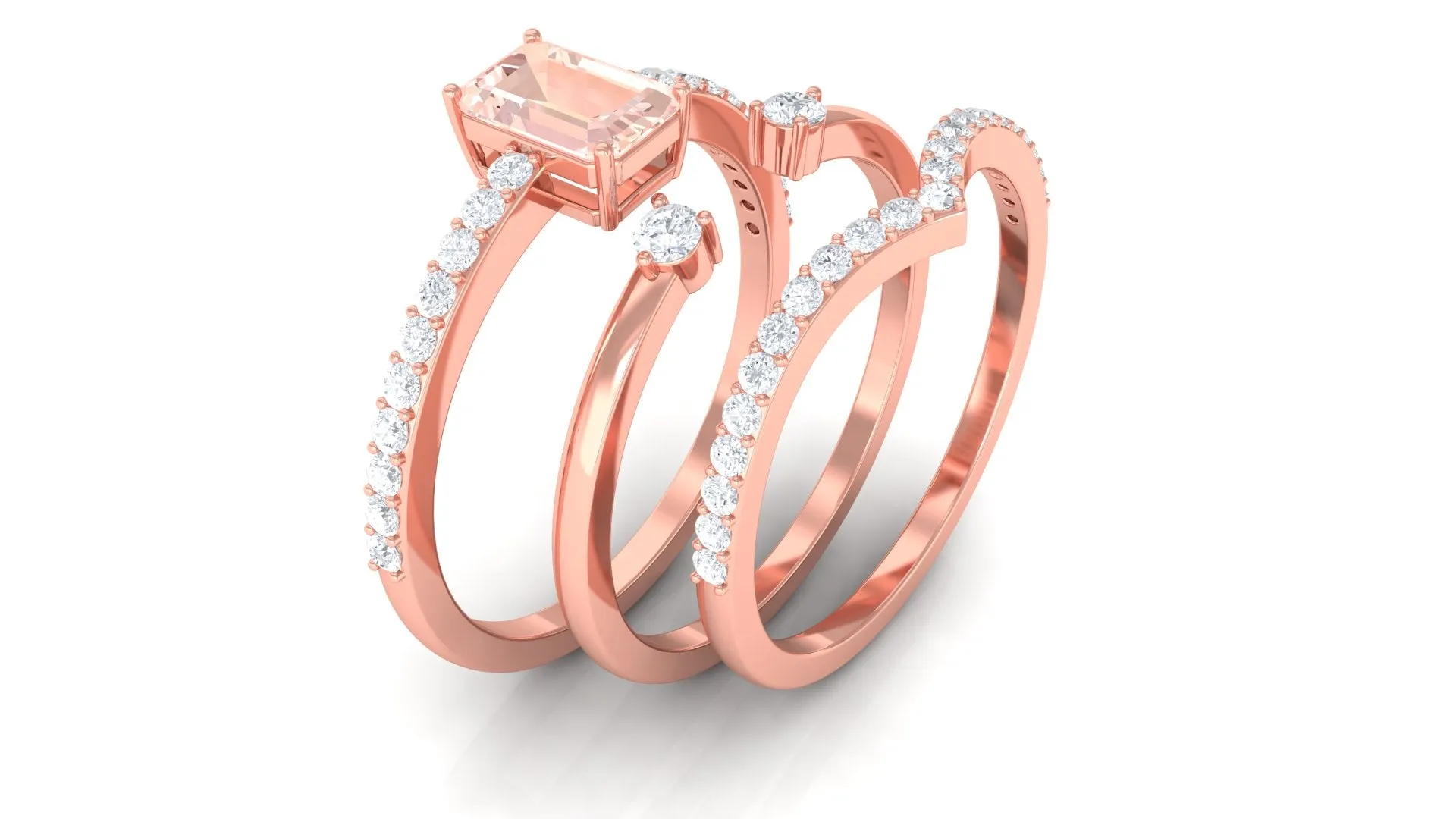 Morganite and Diamond Ring Set in Prong Setting