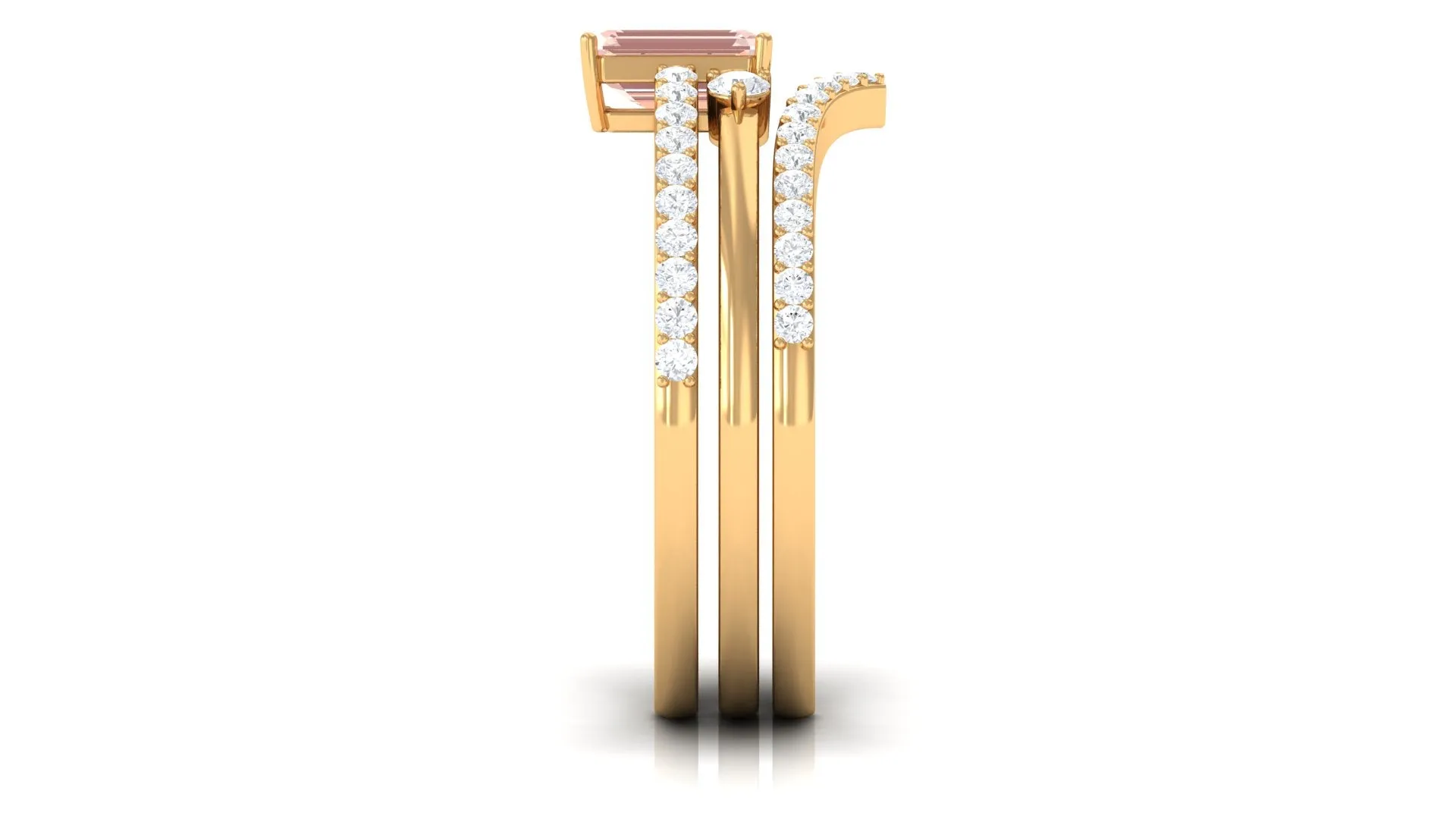 Morganite and Diamond Ring Set in Prong Setting