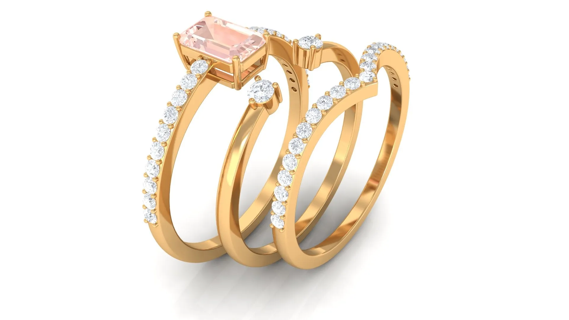 Morganite and Diamond Ring Set in Prong Setting
