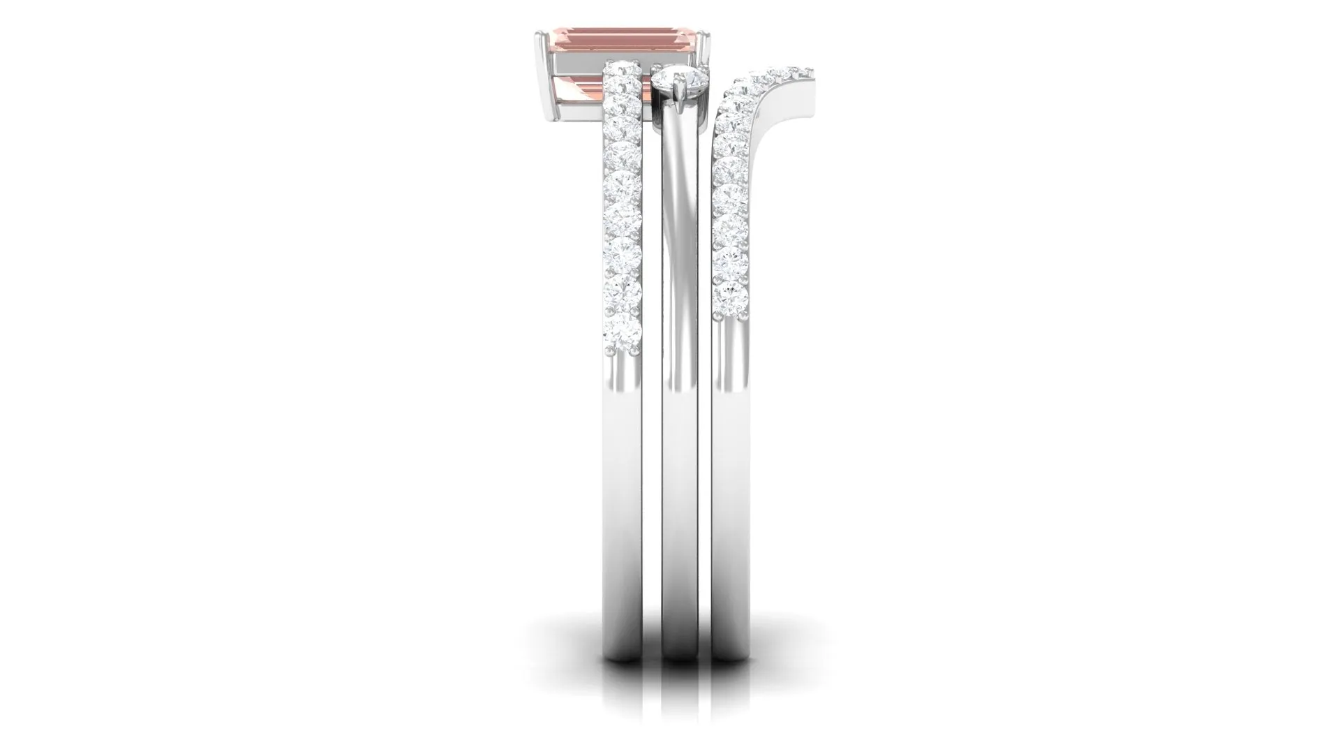 Morganite and Diamond Ring Set in Prong Setting