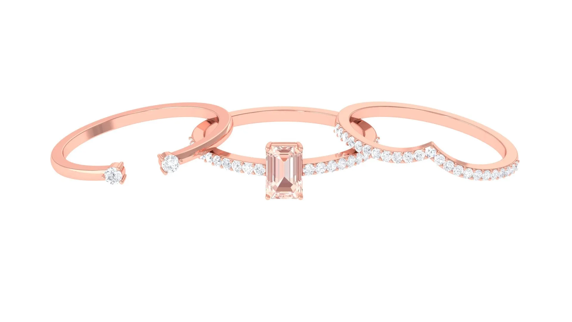 Morganite and Diamond Ring Set in Prong Setting