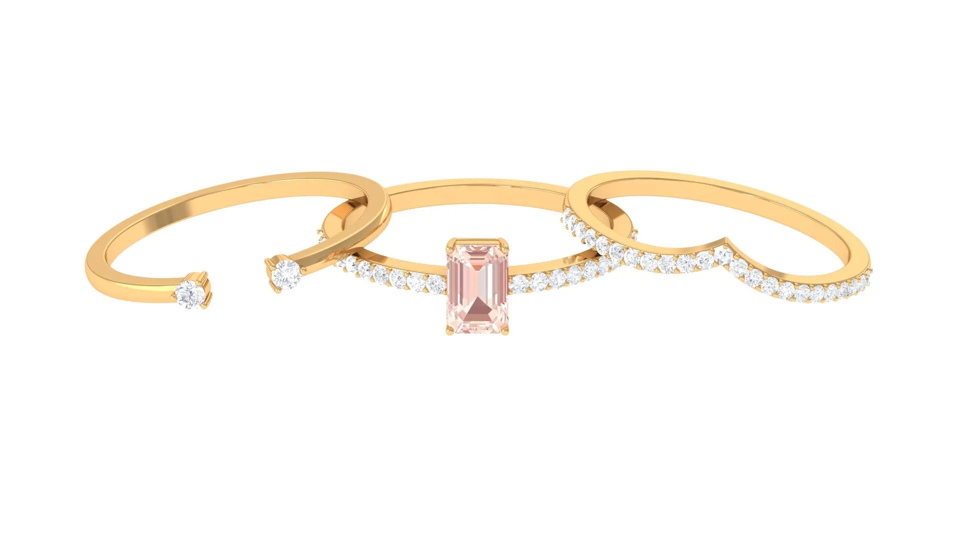 Morganite and Diamond Ring Set in Prong Setting