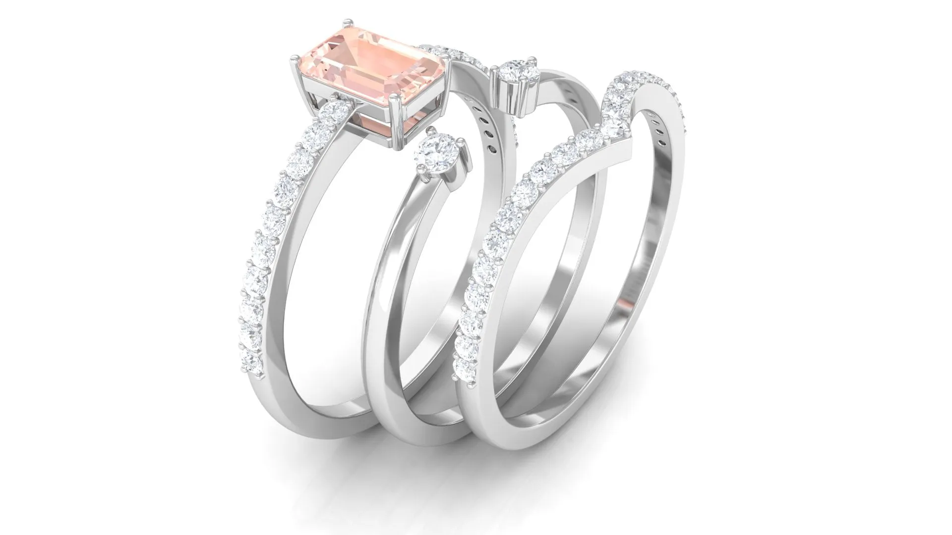 Morganite and Diamond Ring Set in Prong Setting