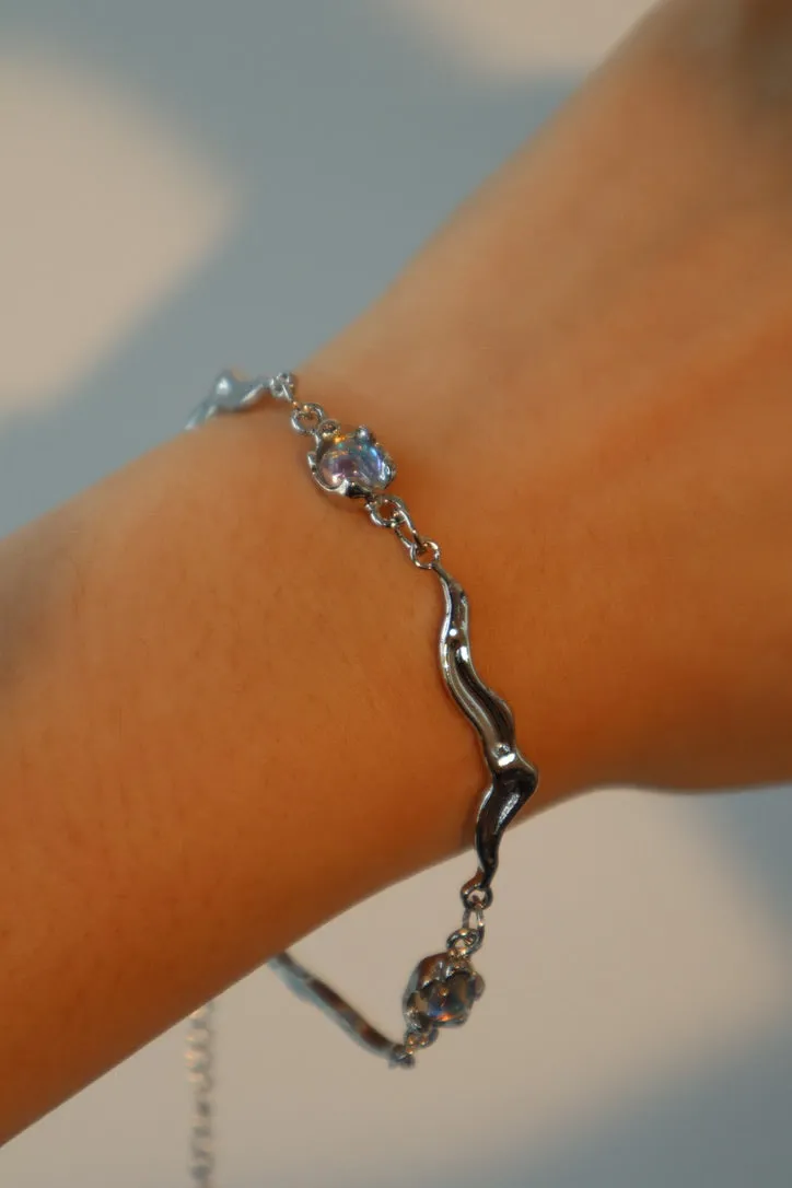 Multi Moonstones Wave Bracelet