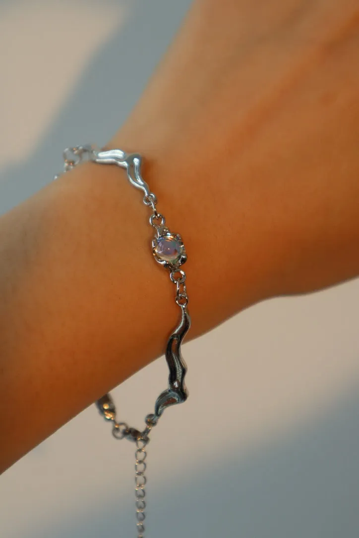 Multi Moonstones Wave Bracelet
