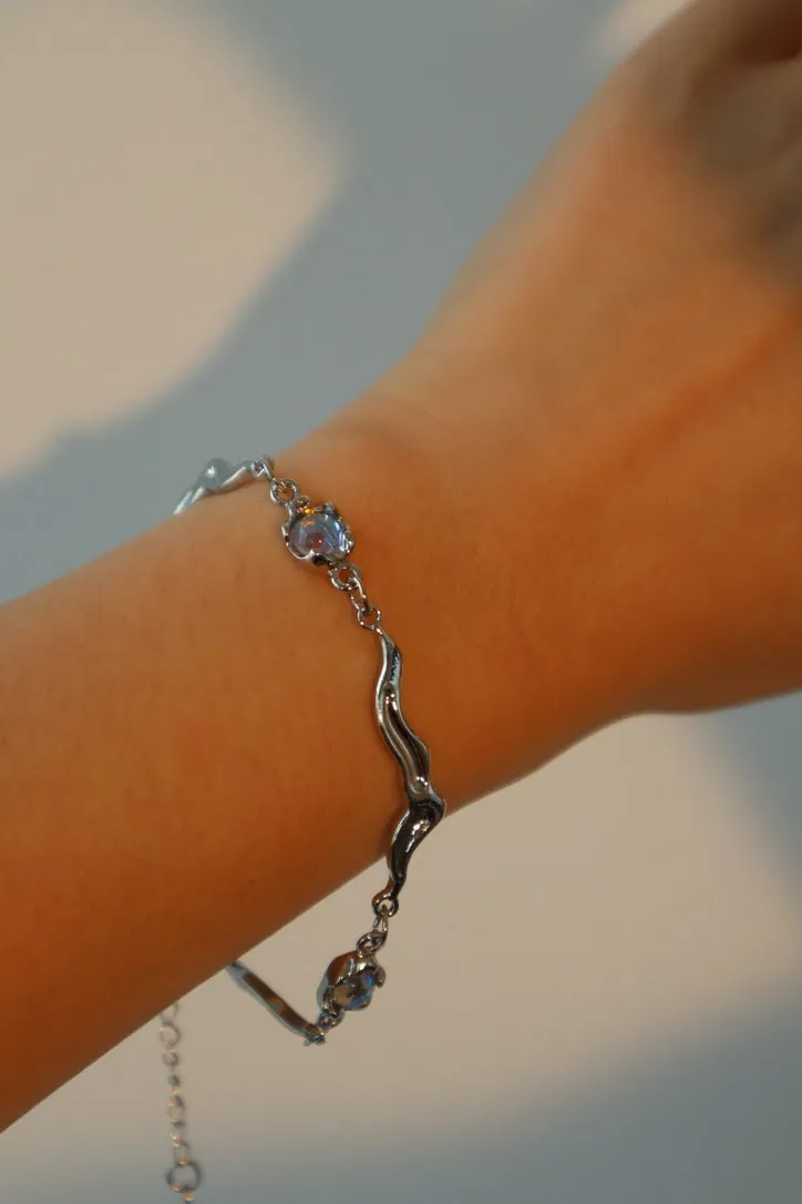 Multi Moonstones Wave Bracelet