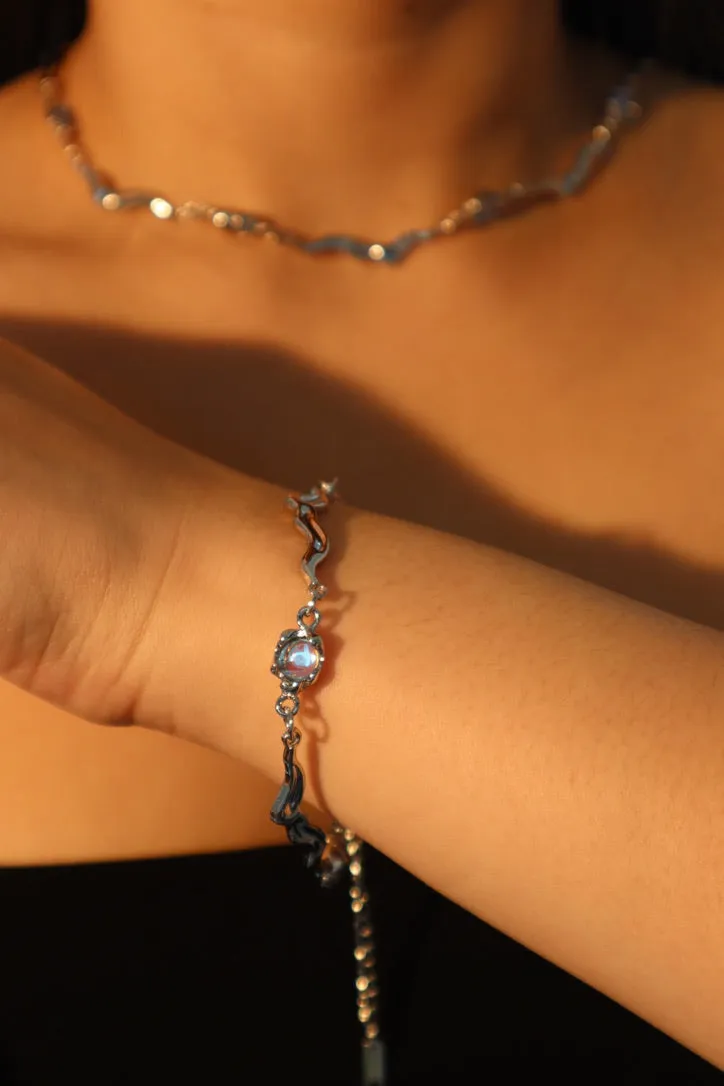 Multi Moonstones Wave Bracelet