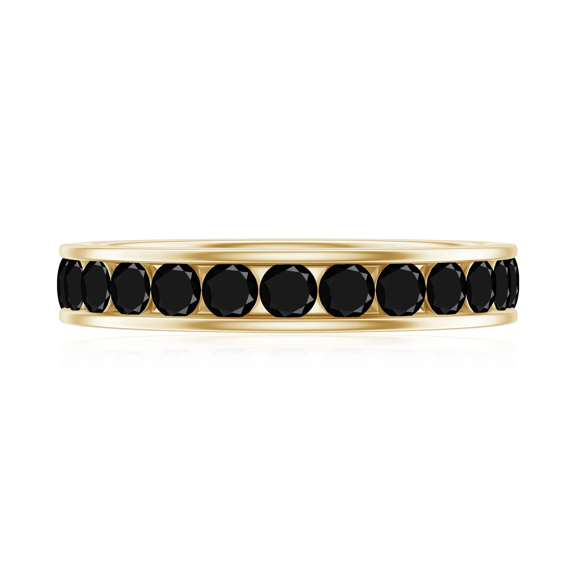 Natural Black Diamond Wedding Eternity Band Ring