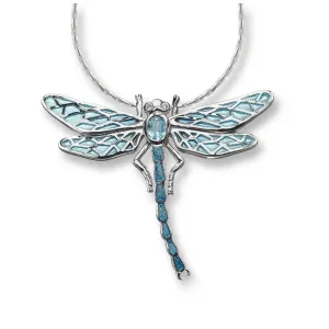 Nicole Barr Silver Dragonfly with Sapphire and Topaz Necklace Blue