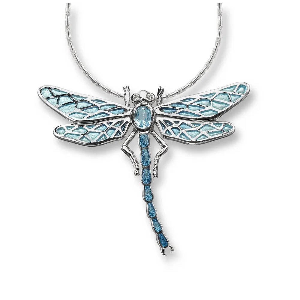 Nicole Barr Silver Dragonfly with Sapphire and Topaz Necklace Blue