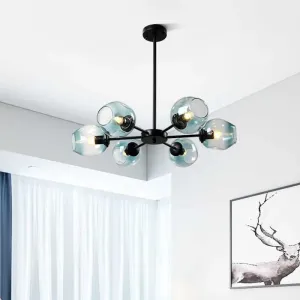 Nordic Gradient Glass Chandelier Pendant Light with Cup Shade for Living Room