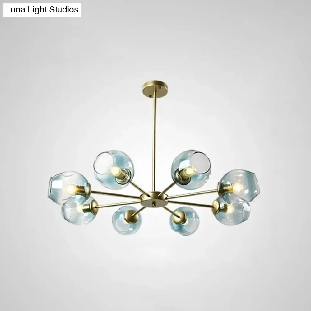 Nordic Gradient Glass Chandelier Pendant Light with Cup Shade for Living Room