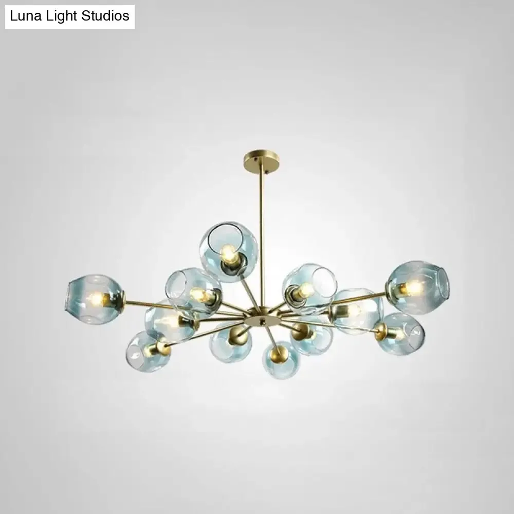 Nordic Gradient Glass Chandelier Pendant Light with Cup Shade for Living Room