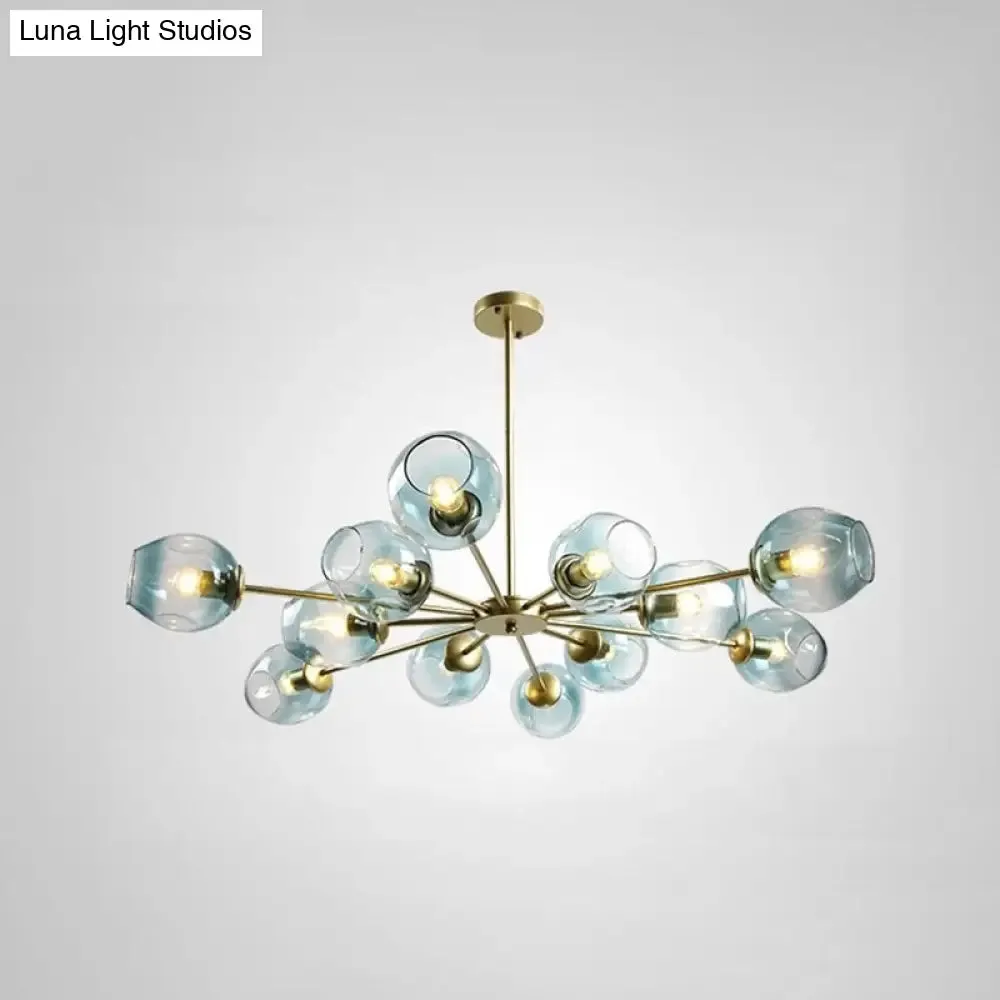 Nordic Gradient Glass Chandelier Pendant Light with Cup Shade for Living Room